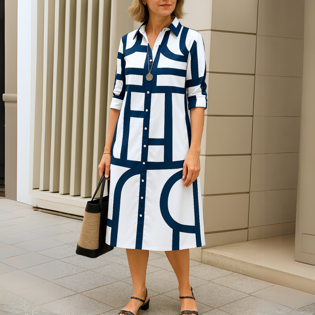 Helena™ | Elegantes Kleid mit geometrischem Muster